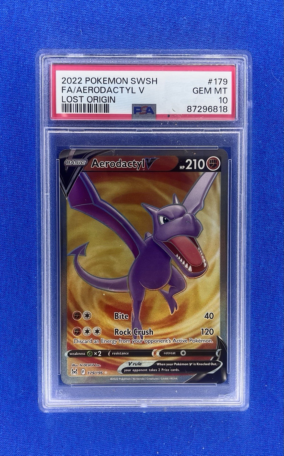 2022 Pokémon SWSH FA/Aerodactyl V Lost Origin #179 PSA 10 Gem Mint