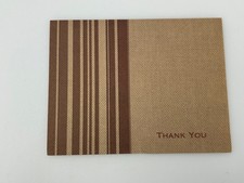 American Greetings Thank You Card Designer Collection Striped Beige Brown