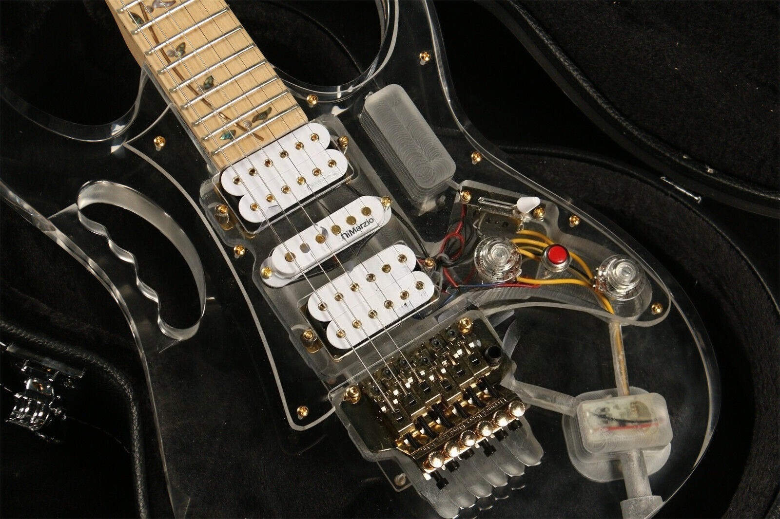 Custom  Electric Guitar H-S-H Pickups Clear Acrylic Fast Ship Floyd Rose Bridge