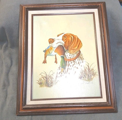 R. Smith Britney Hunting Dog Art Painting Duck Hunter Pointer Framed Signed READ