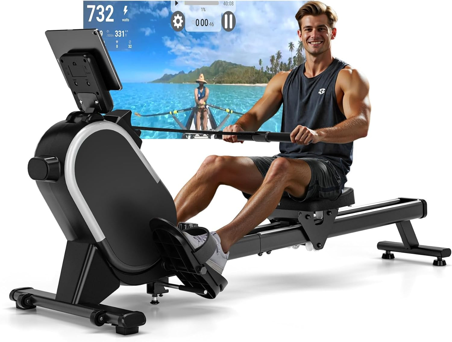 Maquina De Remo Para Casa, Pistas Dobles Ultra Silenciosas Y Estables,16 Niveles