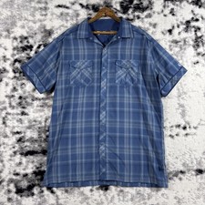 Kuhl Eluxur Shirt Mens Size Large Blue Plaid Pockets Outdoor Performance Snap