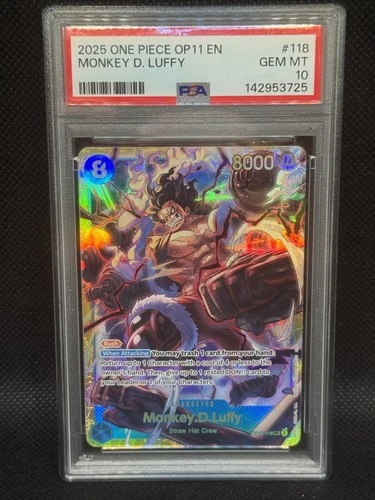 One Piece Monkey.D.Luffy PSA 10 OP11-118 A Fist of Divine Speed Secret Gem Mint