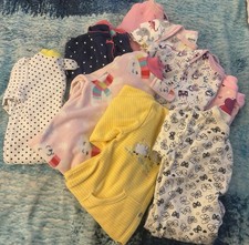 Girl Mixed 9 Piece Lot Of Onesie, Gowns And Sleepers Rompers Size 03-6 Months