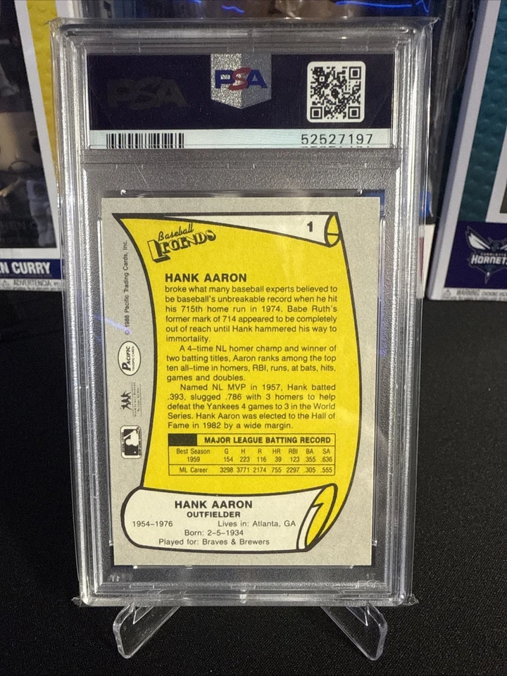 Pacific Baseball Legends 1988 - Hank Aaron #1 PSA 10 GEM MT. POP 17 Foto 2 de 2