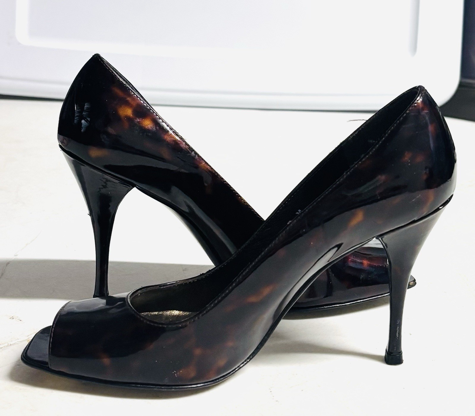 Stuart Weitzman Tortoise ShellPatent Leather Peep… - image 6