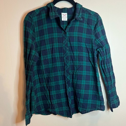Faded Glory Green And Blue Long Sleeve Cotton Flannel Like Shirt - Picture 1 of 7