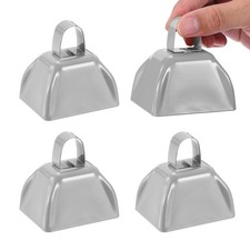 4pcs Cow Bells for Football Games, 3inch Cowbells for Sporting Events, Silver