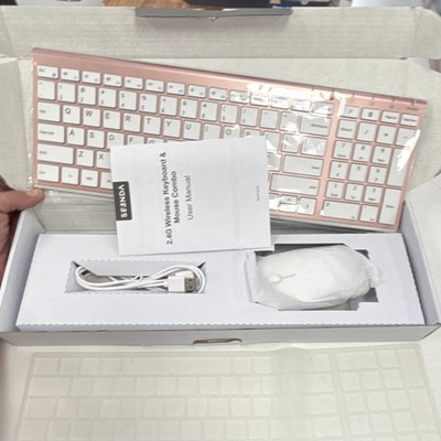 Seenda Slim Wireless Keyboard Mouse Combo WGJP-031B Pink White QWERTY