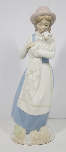 Nadal Porcelain Girl Lamb 10.5" Tall 1940's Lladro Spain - Picture 1 of 5