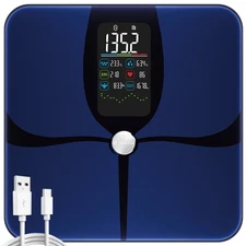 Lepulse Body Smart Scale w/ BMI Water Fat Muscle & Bone Mass BLACK Rechargeable