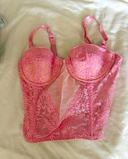 Frederick's of Hollywood Pink Floral Lace Underwire Demi Bustier S B