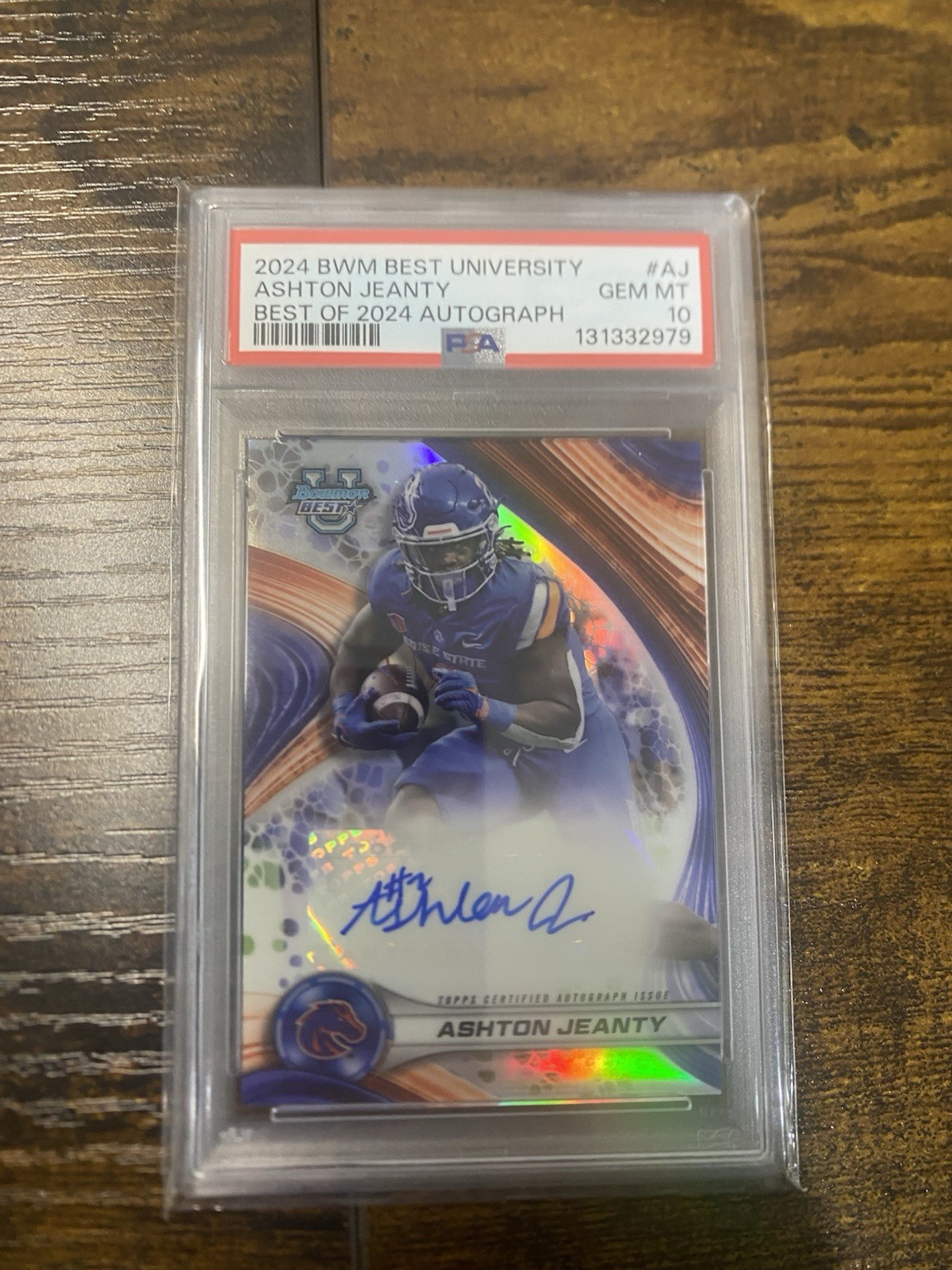 Ashton Jeanty 2024 Bowman Best University #AJ Refractor Best of 2024 Auto PSA 10