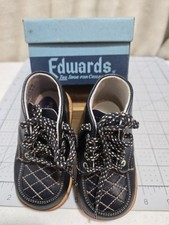New Vintage Navy Blue Leather Baby Dress Shoes Edwards By Stride Rite Size 4E