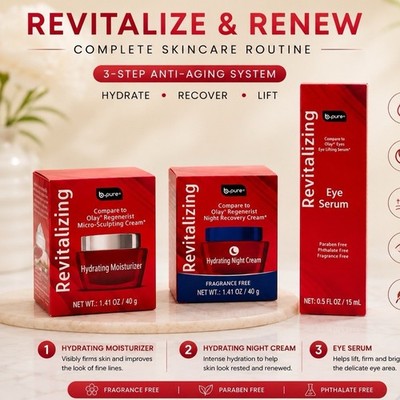 b.pure Revitalize & Renew 3-Step Anti-Aging Set Night Cream Eye Serum