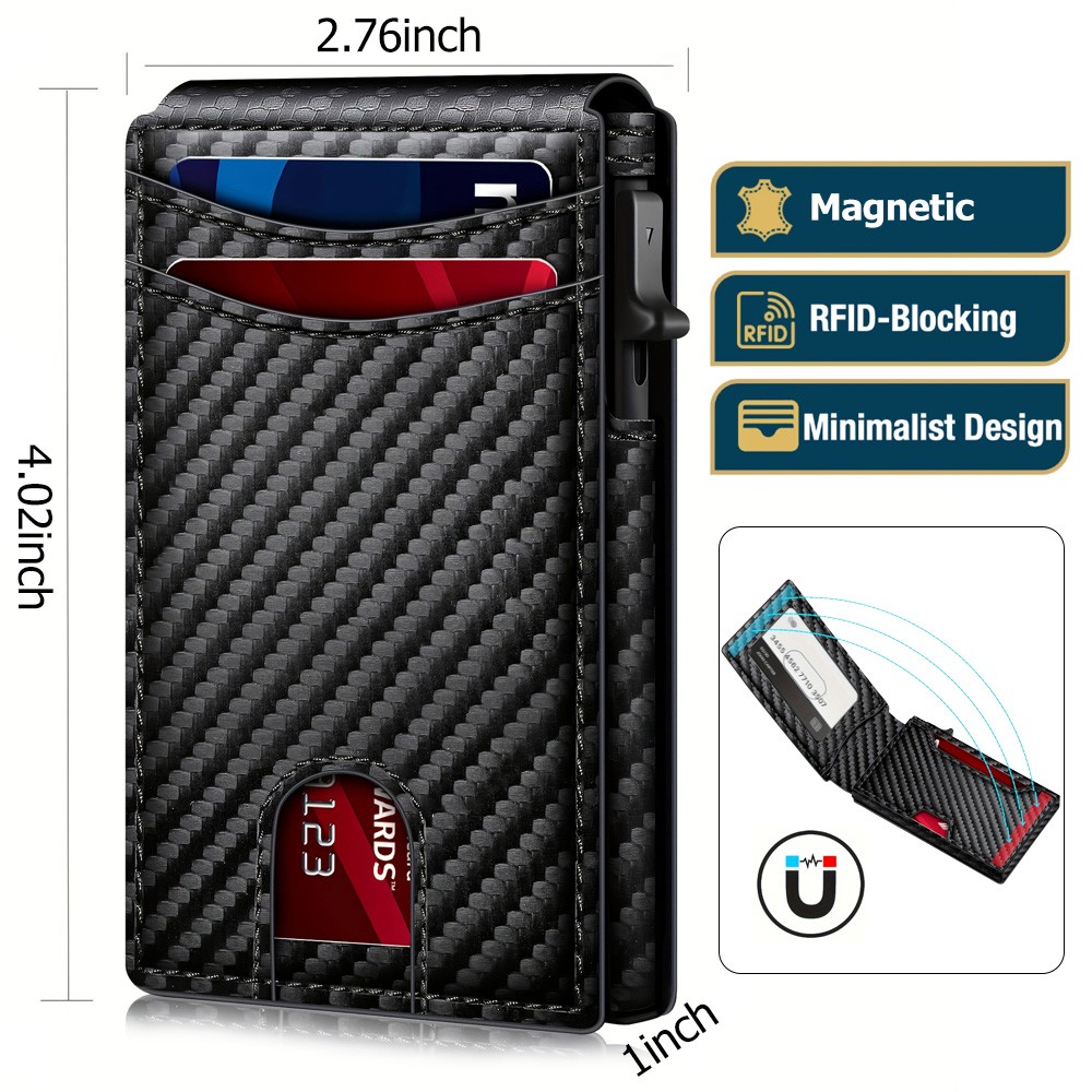 Men's Black tactical magnetic wallet RFID Blocking card holder