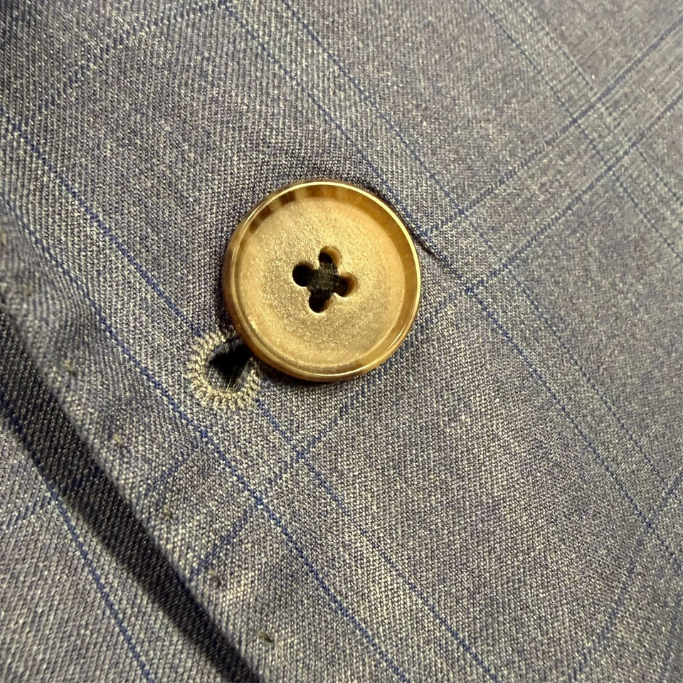 Jack Victor Blazer REDA 130s Wool Sport Coat Glen Check Blue Made in Canada 44 R - Image 4 of 4