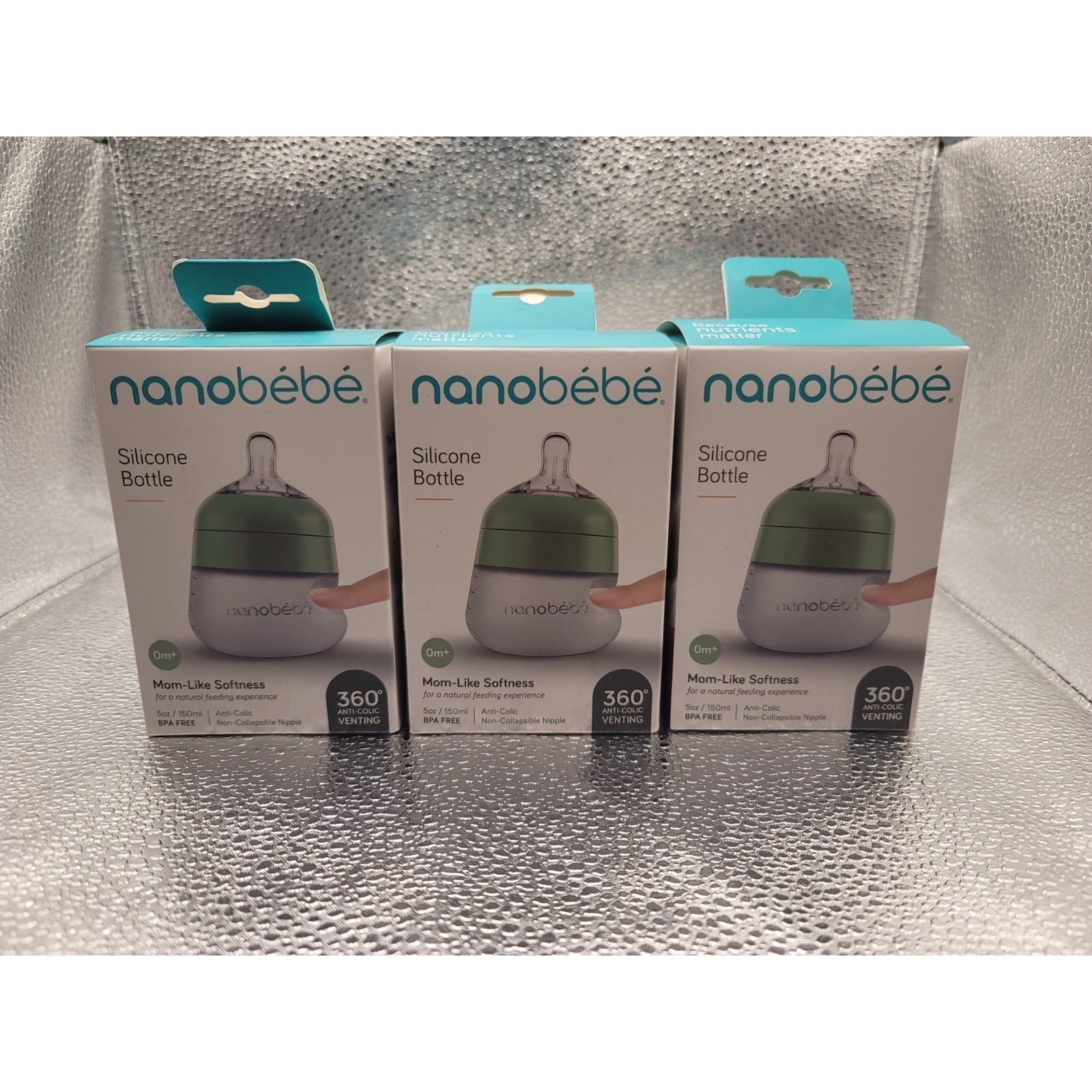 Nanob&eacute;b&eacute; Silicone Baby Bottle 5oz/150ml AntiColic 360&deg; Ve