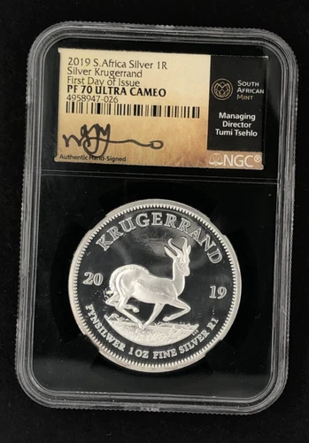NGC PF70 Ultra Cameo 2019 South Africa 1 oz Krugerrand .999 Silver CB369