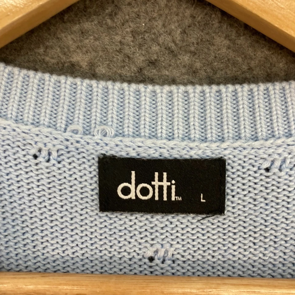 Suéter Pullover Dotti Jumper Mujer Grande Azul Tejido Cuello Redondo Manga Larga 714 Foto 4 de 4