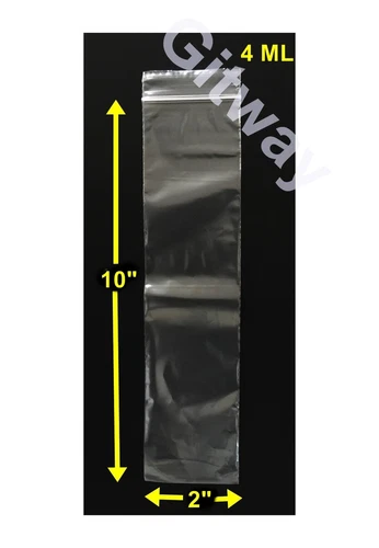 2" x 10" Reclosable Resealable Zip Top Lock Bag FDA Clear Plastic Bags 4 MIL