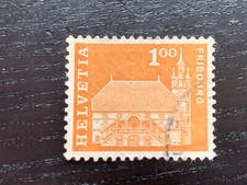 SWITZERLAND HELVETIA 1960 DEFINITIVES 100 Rathaus Fribourg YELLOW ORANGE 1.00FR