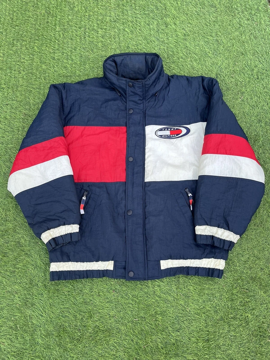 Big Jacket eBay Hilfiger Down Size Vintage Large Puffer Logo Tommy Blue/Red 90\'s |