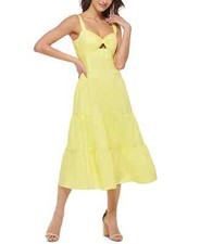 GUESS Womens Tiered Keyhole Dress Citron 4
