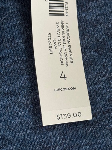 Chico's Ladies Open Front Duster/Coat Blue NWT Size 4 XXL - Picture 8 of 10