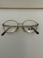 VTG New Europa Gold  Demi Brown Metal Oxford Eyeglass Frames 47-16-130