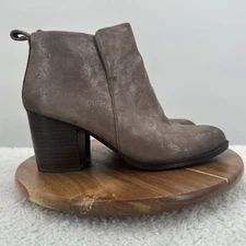 Sofft Boot Womens 9 M Taupe Shimmer Leather Zip Block Heel Soft Bootie Comfort