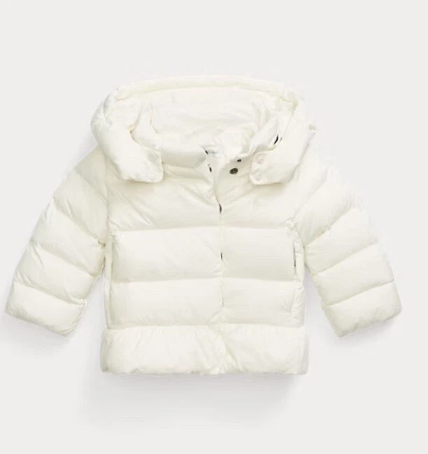 OFF WHITE Ralph Lauren Polo Bambino Ragazza Off White Piumino Cappotto 24 M Idrorepellente