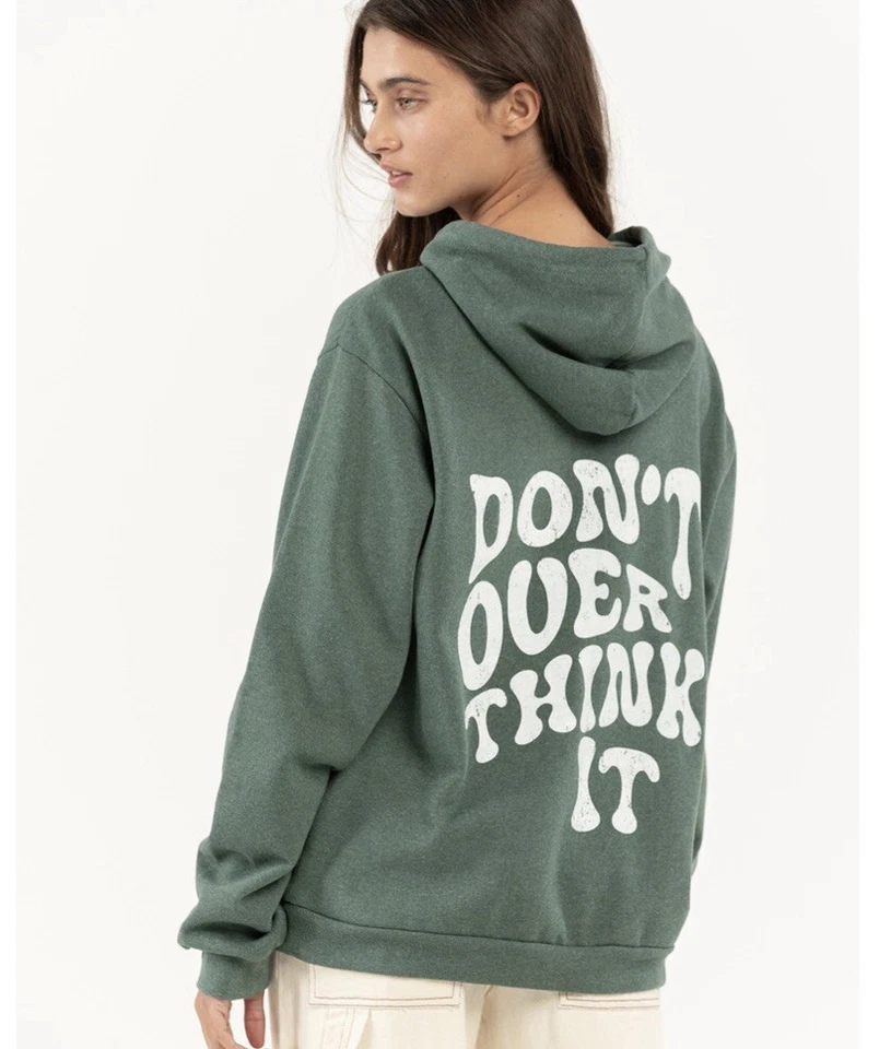Sudadera con capucha Full Tilt verde para mujer M Don’t Overthink It Tillys Foto 2 de 4