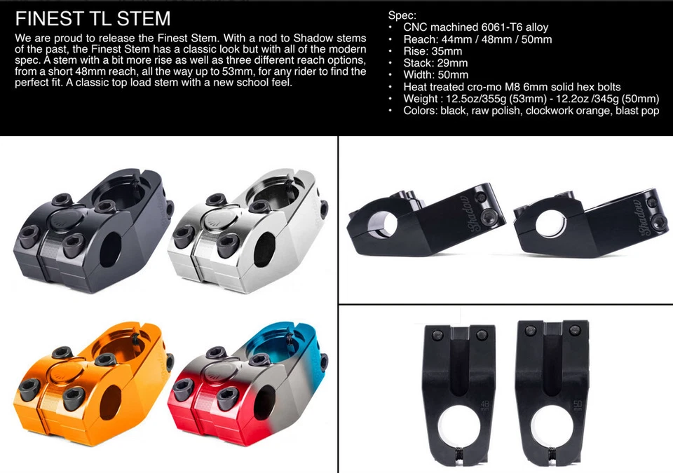 SHADOW CONSPIRACY MEJOR CARGA SUPERIOR BMX BICICLETA VÁSTAGO 48mm alcance SUBROSA BLAST POP Foto 2 de 4