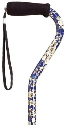 HARVY NEW OFFSET HANDLE LADIES ADJUSTABLE BLUE WHITE DOGWOOD PRINT WALKING CANE