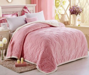 Home Bedding Flannel Quilt Solid Comforter Duvet Color Pink Warm