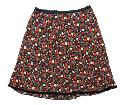 Vintage Loco Lindo 100% Rayon Red Brown Black Polka Dot A-Line Skirt Medium