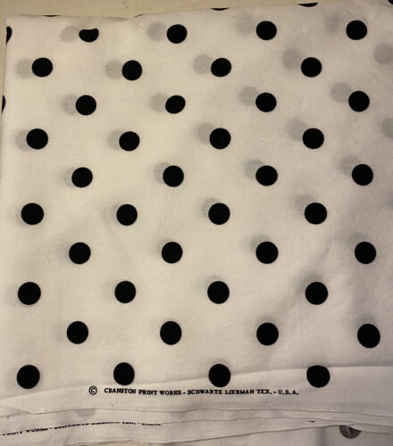 3.5 yds Cranston Schwartz Liebman White Black Polka Dot Cotton Fabric Sewing - Picture 1 of 4