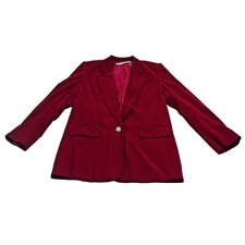 Chaus Women 10 Blazer Jacket Cotton Red Velvet Jewel Buttons Vintage Holidays