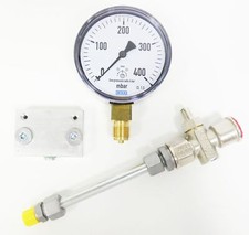 WIKA Manometer 0-400mBar +Druckventil DKH +Dungs -Prüfbrenner-Anschluss -unused-