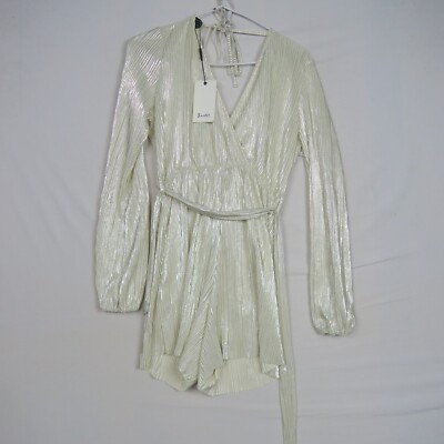Bardot Womens Overall Playsuit 10(AU) or Small Silver Ziggy Belted