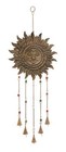 Eclectic Metal Moon and Sun Windchime Bell, 9"L x 25"H, Brown