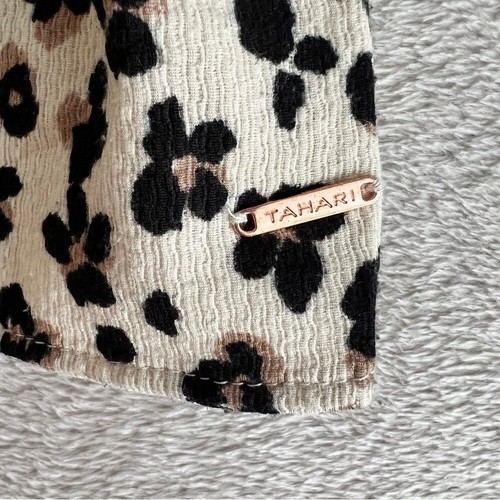 Tahari Girls Fit & Flare Dress 7 Animal Print Corduroy Long Sleeve Black Cream - Picture 6 of 8