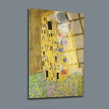 Kiss Gustav Klimt Tempered Glass Wall Art,  Fade Proof Home Decor Wall Art