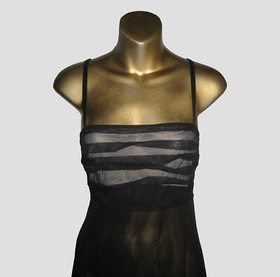 LNC STUDIO LA PERLA NIGHTGOWN SHEER BLACK SILKY MESH LAYERED BODICE  SZ: 4/LG