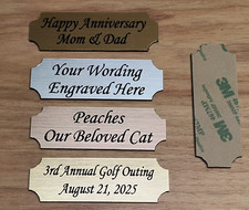 Custom Engraved 1x3 Gold Silver Copper or Bronze Plate Tag Plaque w/ Script