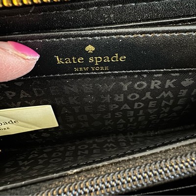 Kate spade meow cat tiger long wallet glitter sequins 