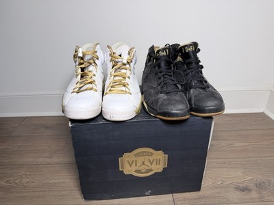 Air Jordan 6 & 7  Golden Moments Pack  GMP   White/Gold & Black/Gold   Size 10.5