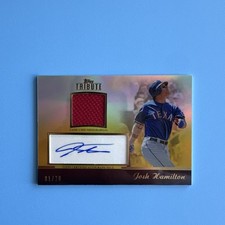 2011 Topps Tribute Josh Hamilton Gold Patch Auto 01/20 #TAR-JH Texas Rangers