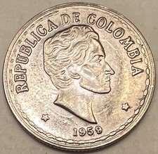 1959 Columbia 20 Veinte Centavos Coin